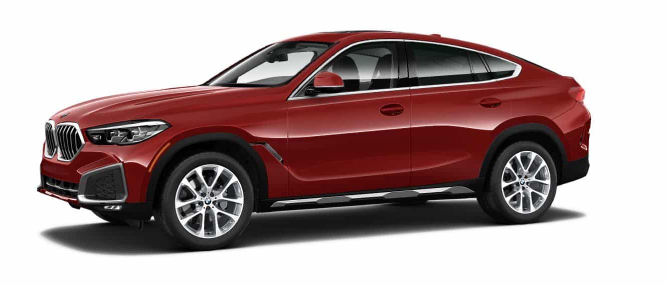 A stunning red BMW X6 showcasing its sporty exterior design with sleek curves and bold styling.